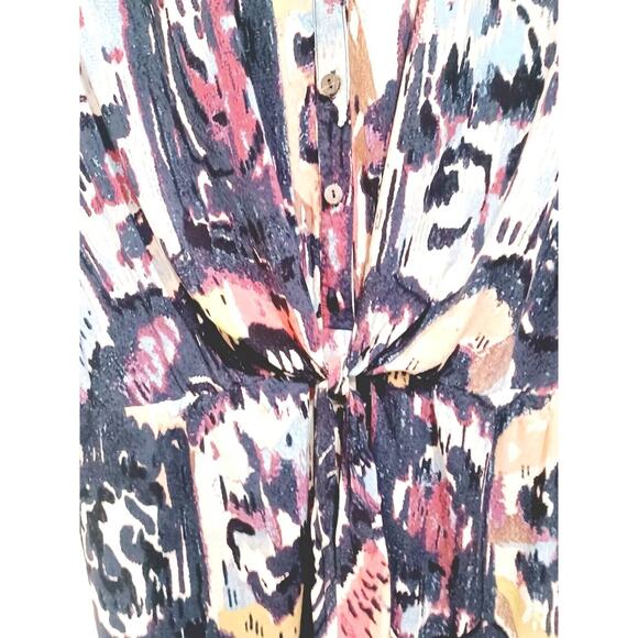 Nic and Zoe Women's medium Tie Front Medallion Mix Shirt Dress - Picture 5 of 11